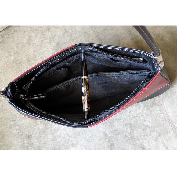 Red and Black Leather Checkered Shoulder Bag - Picture 2 of 2